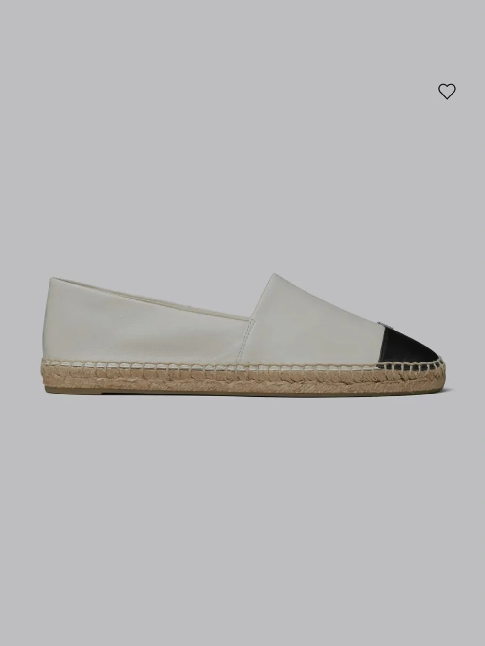 Tory Burch White Espadrille Flats with Black Toe Cap
